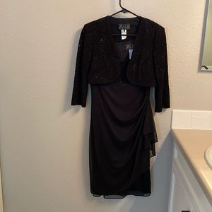 Women’s dress with jewels. Sleeveless w/crop jacket. Size 8. Black